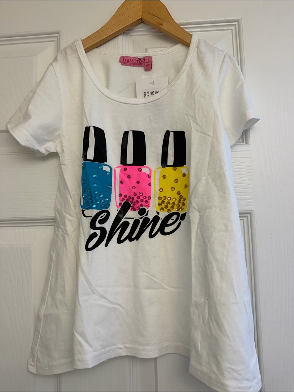 Have+Girl White 'Shine' Short-Sleeve Tee with Blue, Pink & Yellow Accents